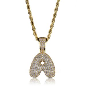 Hip-Hop-Schmuck Diamant-Halskette, Iced Out-Ketten, Mikro-Kubikzirkonia-Kupfer-Halskette, besetzt mit Diamanten, Buchstaben-Halskette mit 18-Karat-Vergoldung