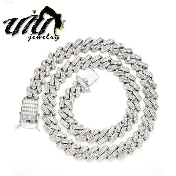 Joyería de Hip Hop, collares de 12mm, cadena cubana para hombres, pulsera de Plata de Ley 925 auténtica, gargantilla, collar para hombres, Ice Out