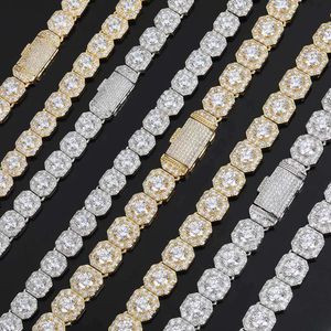 Bijoux hip hop 14 mm Iced Out Bling Diamond VVS Moisanite Tennis Chain pour femmes hommes