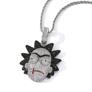 Hip Hop Sieraden 18K Vergulde Iced Out CZ Cartoon Hanger Ketting Sieraden Accessoires Voor Men268Q