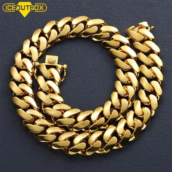 Bijoux hip hop 20 mm luxe lourd 18k réel plaqué or coubain cubain miami Collier de chaîne de liaison cubaine pour hommes en gros 240418