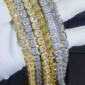 Hip Hop Jewelry 7/10 / 12mm Collier de chaîne de tennis Bling Bling Zircon Cluster Diamond Gold plaqué GOD POUR FEMMES MEN CADE