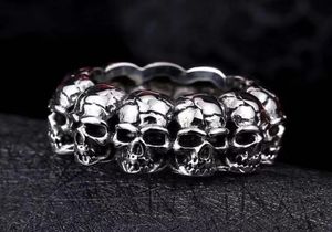 Hip Hop -sieraden 925 Silver Style Motorcyle Biker roestvrijstalen schedelring voor 4343818