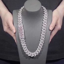 Bijoux hip hop 925 Sterling Sier Custom Clasp Iced Out Miami Moisanite Chain Link Cuban