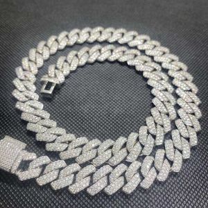 Hiphop sieraden stokbrood diamant mannen ketting sterling zilver volledig vvs moissanite luxe Cubaanse linkketen