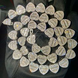 Hiphop sieraden stokbrood moissaniet sier sterling 12 mm hartvorm ontwerp tennisketen ketting match op maat gemaakte hanger