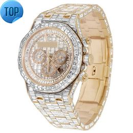 Bijoux Hip Hop Buss Down, montre en diamant Moissanite naturel véritable glacé VVS VS montres en diamant automatique