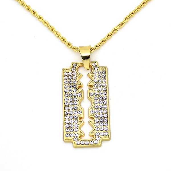 Hip Hop bijoux cristal CZ lame pendentif collier chaîne torsadée pour hommes femmes accessoires à la mode or