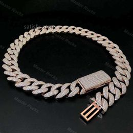 Hip Hop Bijoux Cuban Link Chain Pass Diamond Tester 925 Silver Mossine Cuban Chain 15 mm 4rows Rose Gold Miami Cuban chaîne