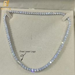 Hip Hop Jewelry Cubic Zirconia Iced Out Tennis Chain 18K Gold Ploated Bling Necklace for Women Free Custom Laser 240507