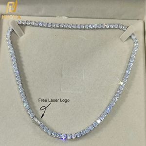Hip Hop Jewelry Cubic Zirconia Iced Out Tennis Chain 18K Gold Ploated Bling Necklace for Women Free Custom Laser 240429