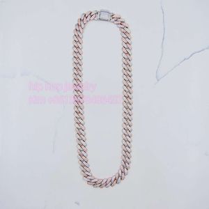 Hiphop sieraden Custom 2Rows 14mm Cubaanse ketting Trendy 2 -toon 925 Zilveren Moissanite Diamond Necklace