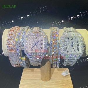 Hip Hop -sieraden Aangepast Moissanite Watch Luxe VVS Moissanite Diamond Buss Down Automatic Watch voor mannen