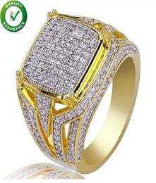 Hip Hop Jewelry Ring Diamond Mens Rings Luxury Designer Rings Micro Pave Cz Iced Out Bling Big Square Finger anillo de oro AC3638872