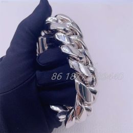 Hip Hop Jewelry Fashion Style luxe et bracelet lourd Bracelet Faire un bracelet cubain Miami Cuban Link Chain 999 Silver