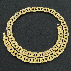 Hip Hop Bijoux Full CZ Incrusté Cubain Chaîne Collier De Mode Punk Style Collier Chaîne 18k Or Jaune Rempli Accessoires