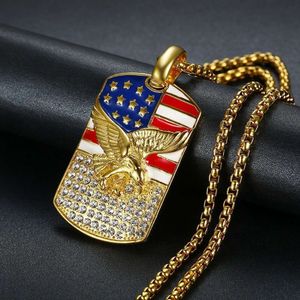 Hip Hop sieraden Gold vergulde diamant American Eagle hanger ketting