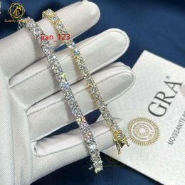 Certificado GRA de joyería de hip-hop S925 3 mm 4 mm 5 mm 6.5 mm VVS D Color de cadena de tenis diamante de diamante
