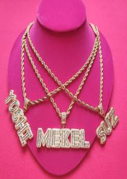 Hip Hop Bijoux Grandbling Personnalisé Lettres Pendentif Glacé Zircon Lettres Nekclace avec Corde Chaîne Ras Du Cou pour Women89685105154851