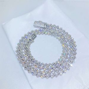 Hiphop sieraden zware heren Moissanite Diamonds 22 Miami Cuban Link Chain ketting 8mm sterling zilveren Cubaanse ketting