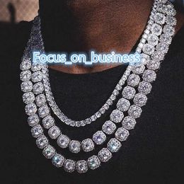 Bijoux hip hop de haute qualité S925 Sterling Silver Diamond Moisanite Collier de chaîne de tennis 3 mm Prix d'usine