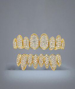 Bijoux hip hop hipsters Diamond Dientes Grillz dents glacées de dents de bouche cz grillz Caps de gril inférieur supérieur Set Men Femmes Irrégules 4159127