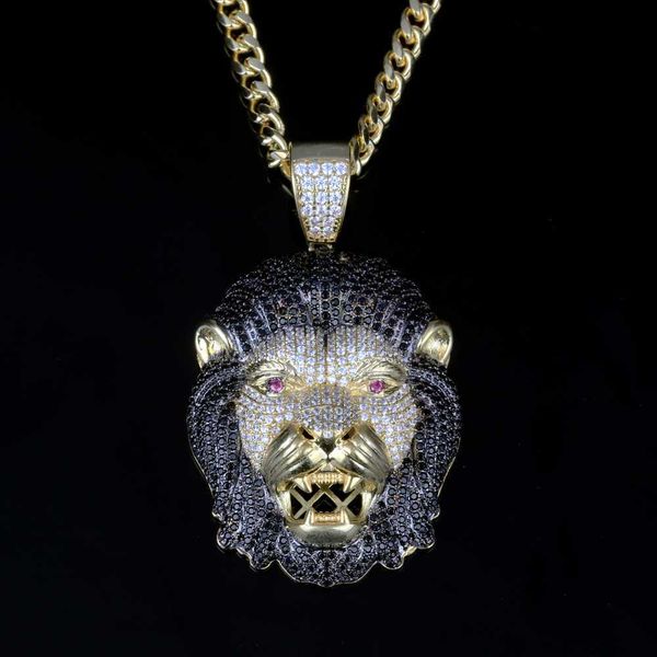 Hip Hop bijoux offre spéciale tête de Lion pendentif collier Design plaqué or hommes collier glacé Punk bijoux