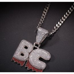 Hip Hop Bijoux Iced Out Nom Custom White Drip Letters Chain Colliers Penda Jllzgl Yy Dhhome260p