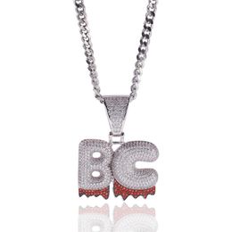 Bijoux Hip Hop glacés, nom personnalisé, lettres blanches goutte à goutte, chaîne, colliers, pendentif avec corde, chaîne 249J