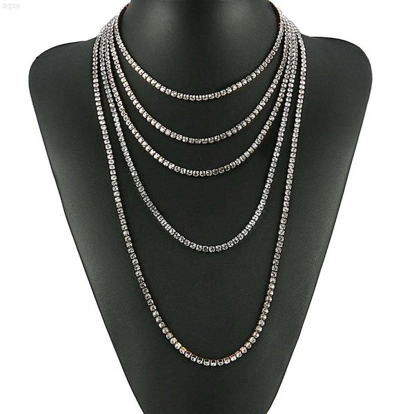 Bijoux Hip Hop glacés en acier inoxydable, bijoux en zircone cubique, chaînes de Tennis en diamant scintillant, collier pour hommes et femmes, vente en gros