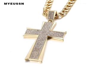 Hip Hop Sieraden Grote Kruis Hanger Iced Out Shining Crystal Mode Bling Bling Cross Mannen Ketting Ketting Jewelry16386588