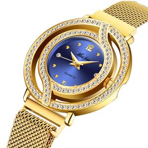 Bijoux hip hop mode magnétique Marque de luxe étanche Diamond Watch Femme Femelle Blue Quartz Élégant Gold Ladies Cadeaux