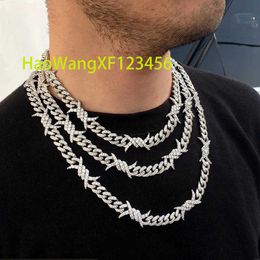 Hip Hop bijoux hommes épine cubique zircone diamant cubain brassard argent Punk or chaîne barbelé lien bracelets collier