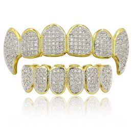 Hip Hop Jewelry Mens Grills 18k Gold, todos los dientes de diamante de diamantes, dientes de diamantes bling, roca brillante, rapero 4915521