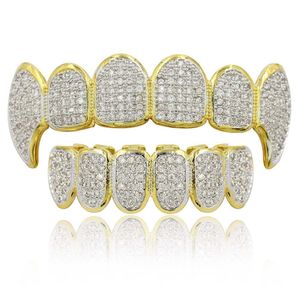 Hip Hop Jewelry Mens Grills 18k Gold plaqué Tous Iced Diamond Grillz Teeth Bling Rock Rock Punk Rapper4915521