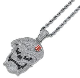 Bijoux hip hop micro pave noir ops squelette crâne pendent collages argent cubic zircon glacé bijoux zircon mâle cadeau 9258051