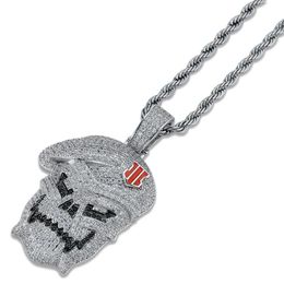 Hip Hop bijoux Micro pavé noir Ops squelette crâne pendentif colliers argent cubique Zircon glacé Zircon bijoux mâle cadeau 307k