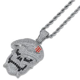 Hip Hop bijoux Micro pavé noir Ops squelette crâne pendentif colliers argent cubique Zircon glacé Zircon bijoux mâle cadeau 198q