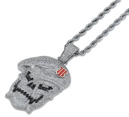 Hip Hop Bijoux Micro Pave Black Ops Squelette Crâne Pendentif Colliers Argent Zircon Cubique Glacé Zircon Bijoux Mâle Cadeau3932398