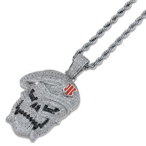 Hip Hop Jewelry Micro Pave Black Ops Skeleton Skull Hanger Kettingen Silver Cubic Zirkoon Iced Out Zirkon Jewelry Male Gift307K