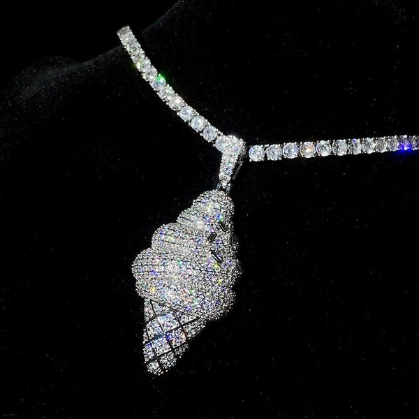 Joyería de Hip Hop, colgante de plata personalizado de moissanita, helado helado VVS, collar de moda de diamantes S925, colgante grande para collar