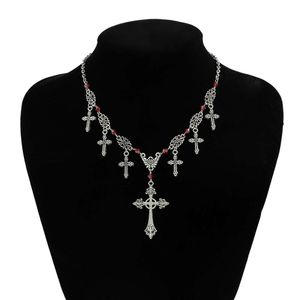 Hip Hop Jewelry Neckchain Cross Cross Dark Collarbone Cadena Gothic dulce collar frío único