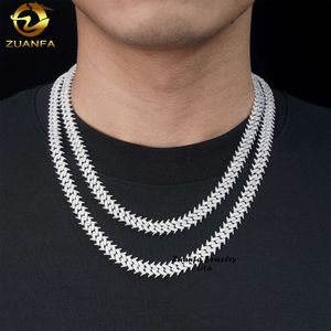 Hiphop sieraden ketting doornen spike -ontwerp 10 mm zilveren moissaniet diamant cuban link ketting