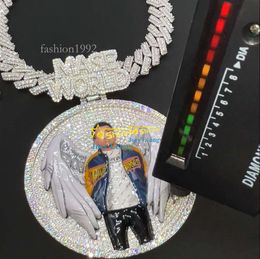 Hip Hop Sieraden Rappers Sterling Sier Vergulde Vvs Moissanite Foto Hanger Ename 3d Custom Ice Out Hangers