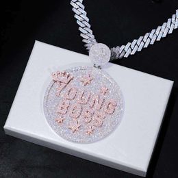 Bijoux Hip Hop rond étoile couronne lettre pendentif accessoires Zircon collier pour hommes