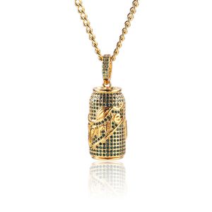 Joyería de Hip Hop, colgante de botella de Sprite sólido, cadena usable de oro de circón 3A, joyería fresca de cobre de alta calidad para mujer, regalos de Navidad