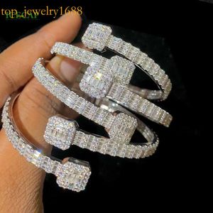 Bijoux hip hop sterling sier baguette vvs Moissanite en forme carrée bracelet gra paster diamant testeur