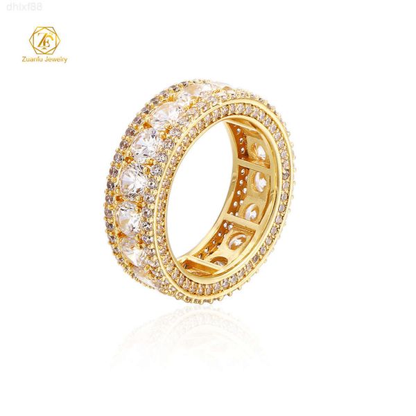 Joyería de Hip Hop, precio al por mayor, anillo de eternidad de diseño especial para mujer, anillo de plata maciza de oro, anillos de moissanita de Plata de Ley 925 para hombre