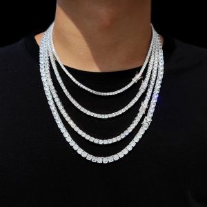 Hip Hop bijoux tennis chaîne collier glacé Bling CZ hommes diamant cubique zircone collier ras du cou femmes