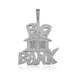 Hip Hop grande taille diamant lettre grande banque pendentif collier or argent plaqué hommes Bling bijoux cadeau
